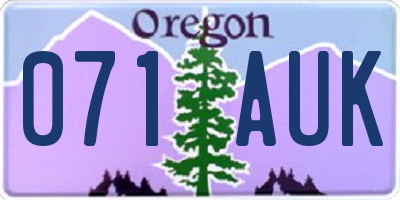 OR license plate 071AUK