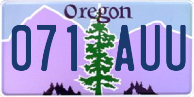 OR license plate 071AUU
