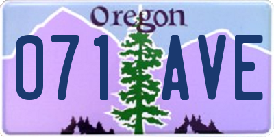 OR license plate 071AVE