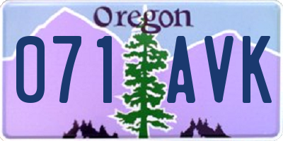OR license plate 071AVK
