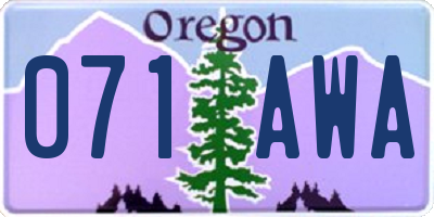 OR license plate 071AWA