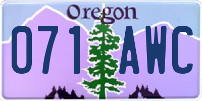 OR license plate 071AWC