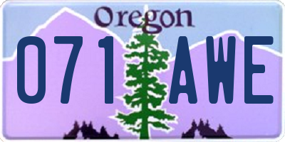 OR license plate 071AWE