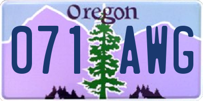 OR license plate 071AWG