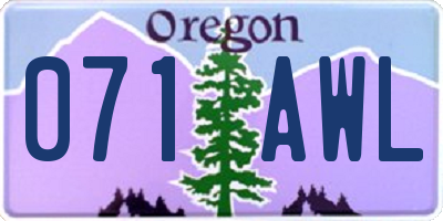 OR license plate 071AWL