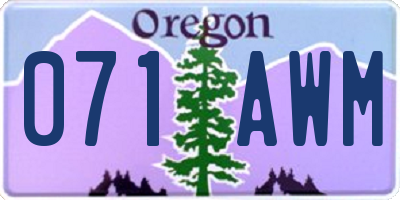 OR license plate 071AWM
