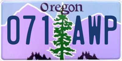 OR license plate 071AWP