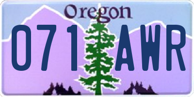 OR license plate 071AWR