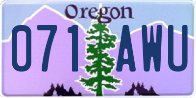 OR license plate 071AWU