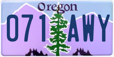 OR license plate 071AWY