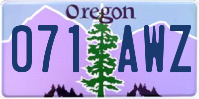 OR license plate 071AWZ