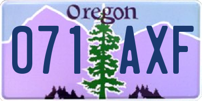 OR license plate 071AXF