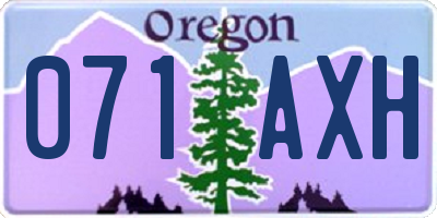 OR license plate 071AXH