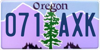 OR license plate 071AXK