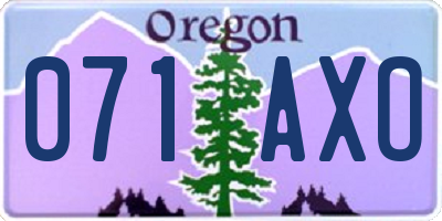 OR license plate 071AXO
