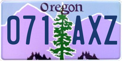 OR license plate 071AXZ