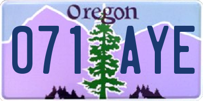 OR license plate 071AYE