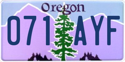 OR license plate 071AYF