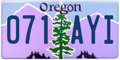 OR license plate 071AYI