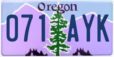 OR license plate 071AYK