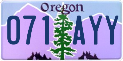 OR license plate 071AYY