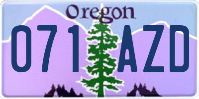 OR license plate 071AZD