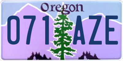 OR license plate 071AZE