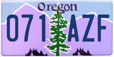 OR license plate 071AZF