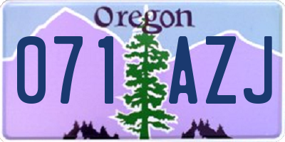 OR license plate 071AZJ