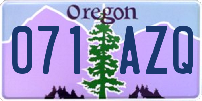 OR license plate 071AZQ