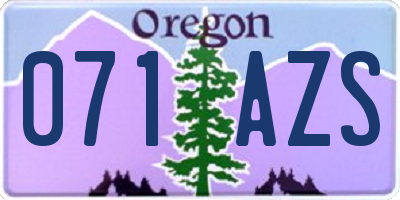 OR license plate 071AZS