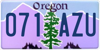 OR license plate 071AZU