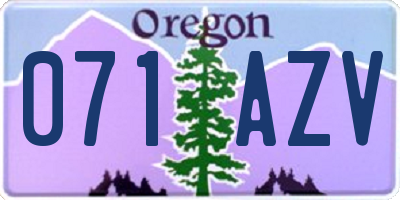 OR license plate 071AZV