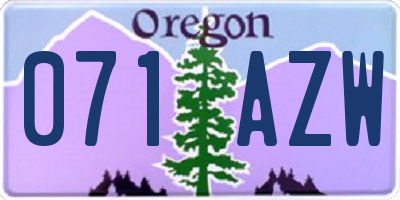 OR license plate 071AZW