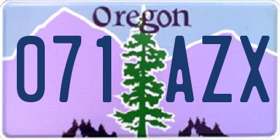 OR license plate 071AZX