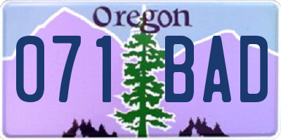 OR license plate 071BAD