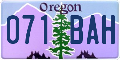 OR license plate 071BAH