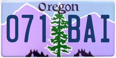 OR license plate 071BAI