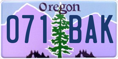 OR license plate 071BAK