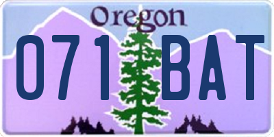OR license plate 071BAT