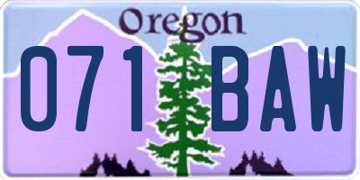OR license plate 071BAW