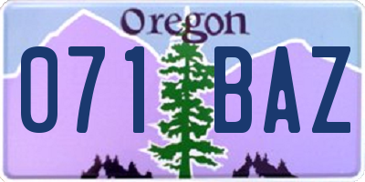 OR license plate 071BAZ