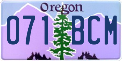 OR license plate 071BCM