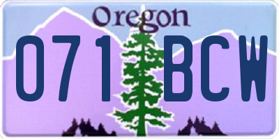 OR license plate 071BCW