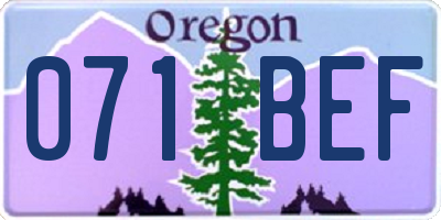 OR license plate 071BEF