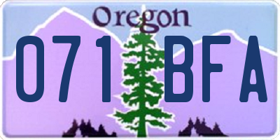 OR license plate 071BFA