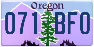 OR license plate 071BFO