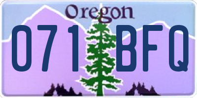 OR license plate 071BFQ