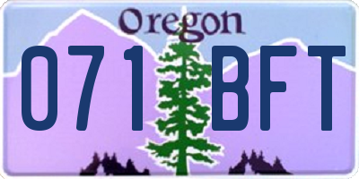 OR license plate 071BFT