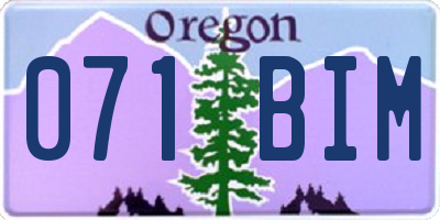 OR license plate 071BIM